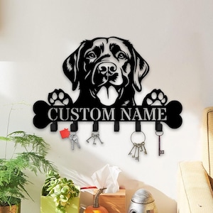 Custom Labrador Retriever Dog Key Holder Wall Hanger, Dog Metal Wall Hooks, Key Holder, Coat Rack, Hook Rack, Clothes Hook, Home Wall Decor
