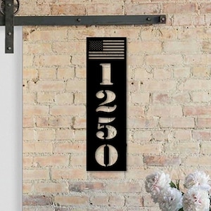 Personalized Patriotic House Number, American Flag Home Number Metal Wall Sign, USA Flag Outdoor House Address, USA Flag Home Address Metal