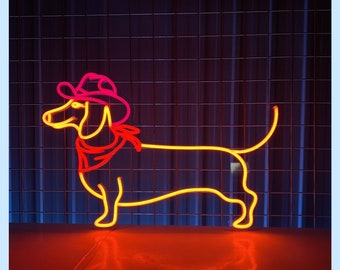 Dackel Cowboy Led Zeichen, Dackel Cowboy Neon-Schild, Wand-Dekor, Dackel Hund Led Licht, Benutzerdefiniertes Neon-Schild, Vatertagsgeschenke, Dackel