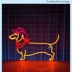 Dachshund Cowboy Led Sign, Dachshund Cowboy Neon Sign, Wall Decor, Dachshund Dog Led Light, Custom Neon Sign, Father&#39;s day gifts, Dachshund