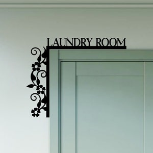 Personalized Laundry Room Door Corner Sign, Laundry Store Metal Door Topper, Custom Laundry Door Sitter, Shop Door Trim, House Wall Decor