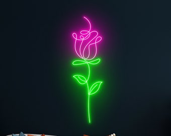 Led Light Sign Roses Rose Flower Neon Sign, Rose Flower Neon Sign, Rose Neon Light, Rose Led ...