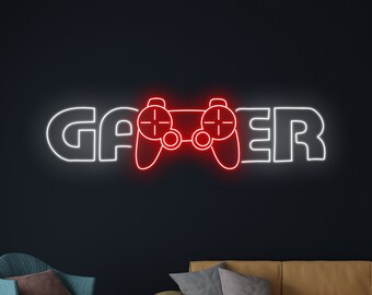 Gamer Neon Sign, Game Controller Led Sign, Game Player Led Light, Gaming Neon Light, Game Controller Room Wall Decor, Arcade Studio Led Sign