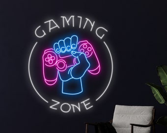 Gaming Zone Neon Sign, Game Controller Led Sign, Game Player Led Light, Gaming Neon Light, Gamer Room Wall Decor, Arcade Studio Neon Light