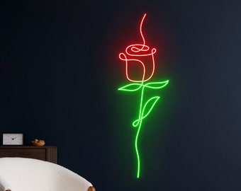 Led Light Sign Roses Rose Flower Neon Sign, Rose Flower Neon Sign, Rose Neon Light, Rose Led ...