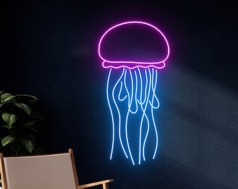 Quallen Leuchtreklame, Quallen Led Zeichen, Quallen Led Licht, Quallen Neonlicht, Kinderzimmer Wand Dekor, Meer Ozean Neonlicht, Bestes Geschenk