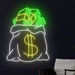 Money Bag Led Sign, Dollar Bag Neon Sign, Money Neon Light, Dollars Led ...