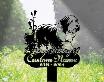 Custom Bearded Collie Memorial Stake Metal Sign - Personalized Bearded Collie Metal Name Sign With Stake - Dog Pet Metal Stake Sign Decor