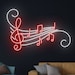 Music Notes on Stave Led Sign, Music Embroidery Neon Light, Music Flow ...