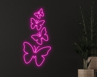 Butterflies Neon Sign, Butterfly Neon Light, Butterfly Led Light, Butterflies Led Sign, Custom Girl Line Room Wall Decor, Personalized Gifts