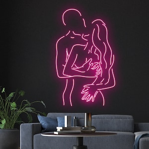 Kissing Couple Neon Sign, Hugging Couple LED Light, Naked Couple Neon Light, Custom Couple Neon Sign,Abstract Light Up Sign,Bedroom Wall Art