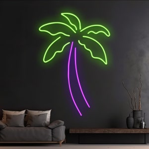 Custom Palm Tree Led Sign, Palm Tree  Neon Sign, Summer Led Light, Tropical Neon Light, Green Plants Neon Light, Beach Party Room Wall Decor
