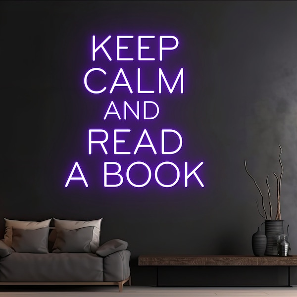 Custom Keep Calm and Read A Book Neon Sign, Custom Name LED Light, Motivational Room Wall Decor, Inspirational Quote Light, Store Shop Decor