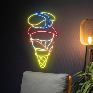 Sushi Ice Cream Led Sign, Sushi Ice Cream Cone Neon Light, Sushi Neon Sign, Sushi Japan Restaurant Led Light, Japanese Food Room Wall Decor