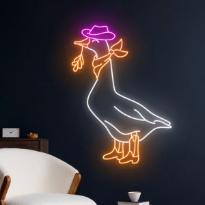 Cowboy Goose Neon Light, Goose Cowboy Led Light, Cowboy Boots Hat Goose Led Sign, Duck Neon Sign, Western Room Wall Decor, Duck Neon Light