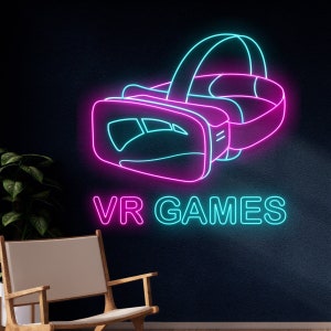 Custom VR Games Neon Sign, Virtual Reality Led Sign, Game Player Led Lights, VR Glasses Neon Sign, Gamer Neon Light, Gaming Room Wall Decor