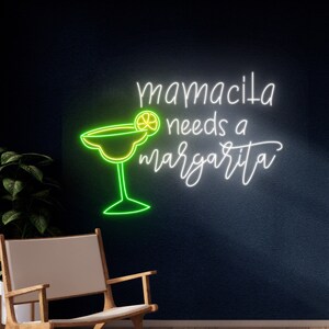 Mamacita Needs A Margarita Neon Sign, Margarita LED Light, Cocktail Neon Light, Alcohol Led Sign, Liquor Room Wall Decor, Bar Pub Neon Light