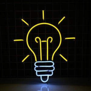 Benutzerdefinierte helle Glühbirne Neon Schild, Lampe Glühbirne Neonlicht, leuchtende kreative Innovation LED Licht, Traum Wissen Idee Intelligenz Zeichen
