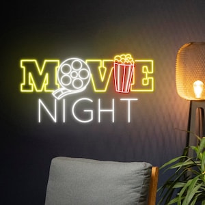 Movie Night Neon Sign, Movie Night Neon Light, Movie Night Led Light, Movie Night Led Sign, Cinema Theater Room Wall Decor, Film Neon Light