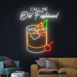 Call Me Old Fashioned Led Sign, Old Fashioned Cocktail Neon Light, Old Fashioned Neon Sign, Drink Led Light, Wine Bar Pub Room Wall Decor