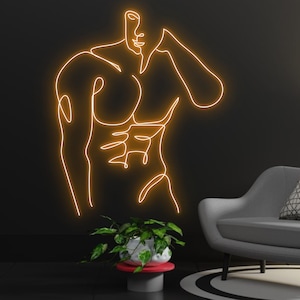 6 Packs Man Body Neon Sign, Naked Man Neon Light, Man Line Led Light, Custom Sexy Man Body Neon Sign, Bedroom Gym Neon Signs, Man&#39;s Muscle
