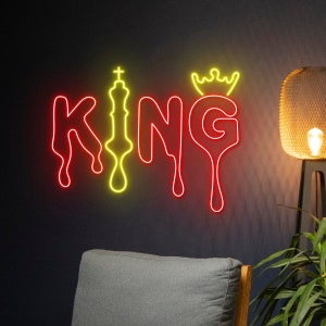 Dripping King Chess Neon Sign, Chess Led Sign, Chess Player Led Light, Playing Chess Neon Light, Game Room Wall Art Decor, Sport Neon Light