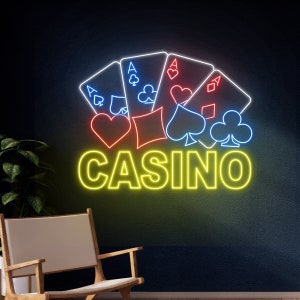 Kasino Neon Schild, Gaming Led Schild, Game Player Led Licht, Gamer Neonlicht, Poker Room Wanddekor, Spielkarte Neonlicht, Man Cave Led Schild