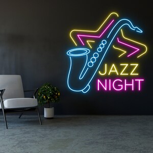 Jazz Night Led Sign, Live Music Led Lights, Jazz Night Neon Sign, Custom Neon Sign, Restaurant Neon Light, Best Gifts, Live Music Neon Sign