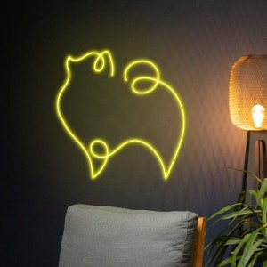 Insegna al neon del cane Pomerania, Insegna a LED della Pomerania, Luce al neon per cani, Luce a LED per animali domestici, Decorazione della parete della stanza degli animali, Luce al neon per l&#39;asilo nido, Luce a LED per la toelettatura