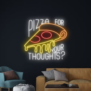Pizza For Your Thoughts Neon Sign, Pizza Italian Food Neon Light, Pizza Led Light, Italy Pizza Led Sign, Italian Food Restaurant Wall Decor