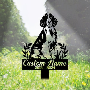 Custom Springer Spaniel Dog Memorial Stake Metal Sign - Outdoor Springer Dog Metal Name Sign With Stake - Dog Pet Metal Stake Sign Art Decor