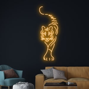 Luce al neon tigre, Insegna a led tigre, Insegna al neon tigre, Luce a led tigre, Decorazione artistica da parete personalizzata per la stanza degli animali, Regalo personalizzato, Insegna a led Wild Life