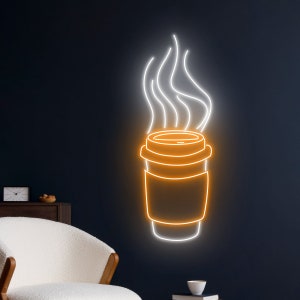 Coffee Cup Neon Sign, Coffee Cup Neon Light, Cafe LED Light, Tea Cup Led Sign, Drink Shop Wall Room Decor, Drinking Coffee Store Neon Sign