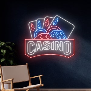 Kasino Neon Schild, Gaming Led Schild, Game Player Led Licht, Gamer Neonlicht, Poker Room Wanddekor, Spielkarte Neonlicht, Man Cave Led Schild