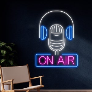 Custom On Air Radio Neon Sign, Record Studio Led Sign, Radio Recorder LED Light, Microphone Speaker Studio Neon Light, On Air LED Wall Decor