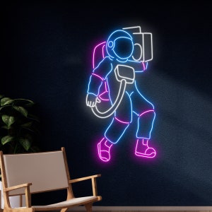 Astronaut Boombox Neon Schild, Tonband Astronaut Led Zeichen, Spaceman Musik Stereo Led Licht, Musik Player Space Man Neonlicht Zimmer Dekor
