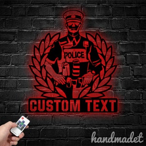 Custom Police Metal Wall Art LED Light, Police Metal Sign, Police Metal Light, Police Bar Club Wall Decor, Best Gift For Dad