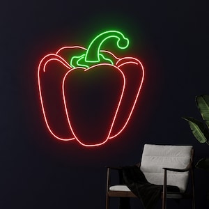 Bell Pepper Neon Sign, Pepper LED Light, Chili Neon Light, Hot Food Shop Led Sign, Restaurant Room Wall Art Decor, Kitchen Chef Neon Light