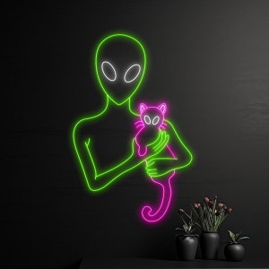 Alien Cat Neon Sign, Cat Alien Led Sign, Alien Neon Light, Cat Led Light, Nursery Room Wall Decor, Special Gift, Alien Pet Animal Neon Light