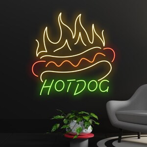Custom Hot Dog Neon Sign, Hot Dog LED Sign, Personalized Sausage Neon Light, Fast Food LED Light, Kid Room Wall Art, Street Food Decoration