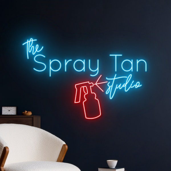 The Spray Tan Studio Led Sign, Spray Tan Neon Light, Spray Tanning Neon Sign, Salon Led Light, Beauty Room Wall Decor, Woman Girl Neon Light