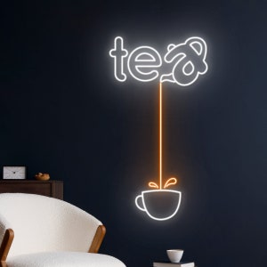 Tea Neon Sign, Tea Cup Neon Light, Tea Pot LED Light, Drinking Led Sign, Drink Shop Tea Store Wall Art Room Decor, Coffee Cafe Neon Light