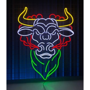 Bull Head Led Neon Sign, Bull Head Led Light, Bull Horn Led Sign, TEXAS Neon Sign, LED Light, Animal Head Neon LED Light, Western Led Neon