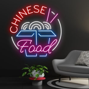 Custom Chinese Food Led Sign, Chinese Noodles Neon Light, Restaurant Room Wall Decor, Noodles Box Neon Sign, Custom Neon Sign, Food Led Sign