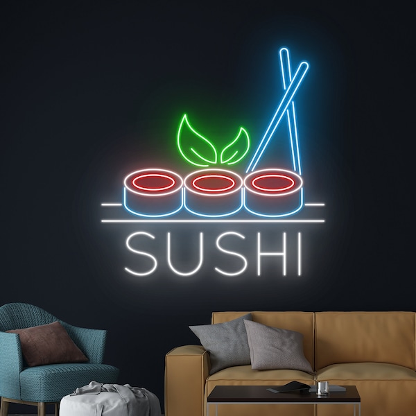 Sushi Neon Sign, Japanese Food LED Sign, Sushi Neon Light, Japan Restaurant LED Light, Rice Rolls Room Wall Decor, Sushi Food Shop Neon Sign