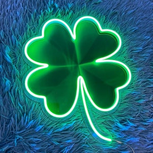 Calcomanía de trébol de 4 hojas, luz de neón impresa, luz LED acrílica de trébol, letrero LED del día de San Patricio, decoración de la pared de la habitación de vacaciones de Irlanda, letrero LED irlandés