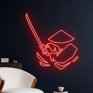 Samurai Neon Sign, Samurai Led Sign, Japan Military Led Light, Japanese Warrior Neon Light, Samurai Room Wall Art Decor, Club Neon Light