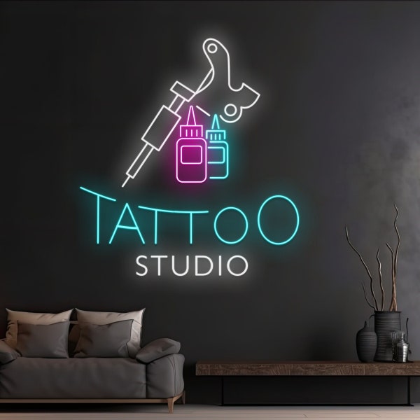 Benutzerdefinierte Tattoo Studio Neonlicht, Tattoo Shop Led Zeichen, Ink Tattoo Salon Led Licht, Tattoo Artist Neon Schild, Tattoo Maschine Pen Led Room Decor
