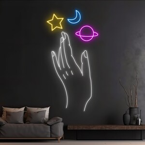 Custom Galaxy Hand Led Sign, Space Hand Neon Sign, Universe Hand Led ...
