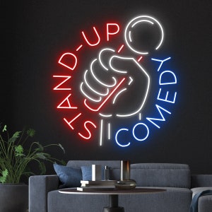 Comedy Show Stand Up Neon Sign, Custom Hand Holding Mics Neon Light, Entertainment Show Led Light, Custom Neon Sign, Show Wall Room Decor